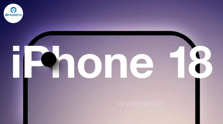 iPhone 18 concept front display with centered camera cutout on gradient background