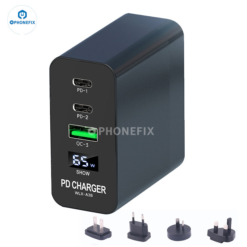 i-Helper 65W Multi-Port PD Fast Charger With LED Digital Display