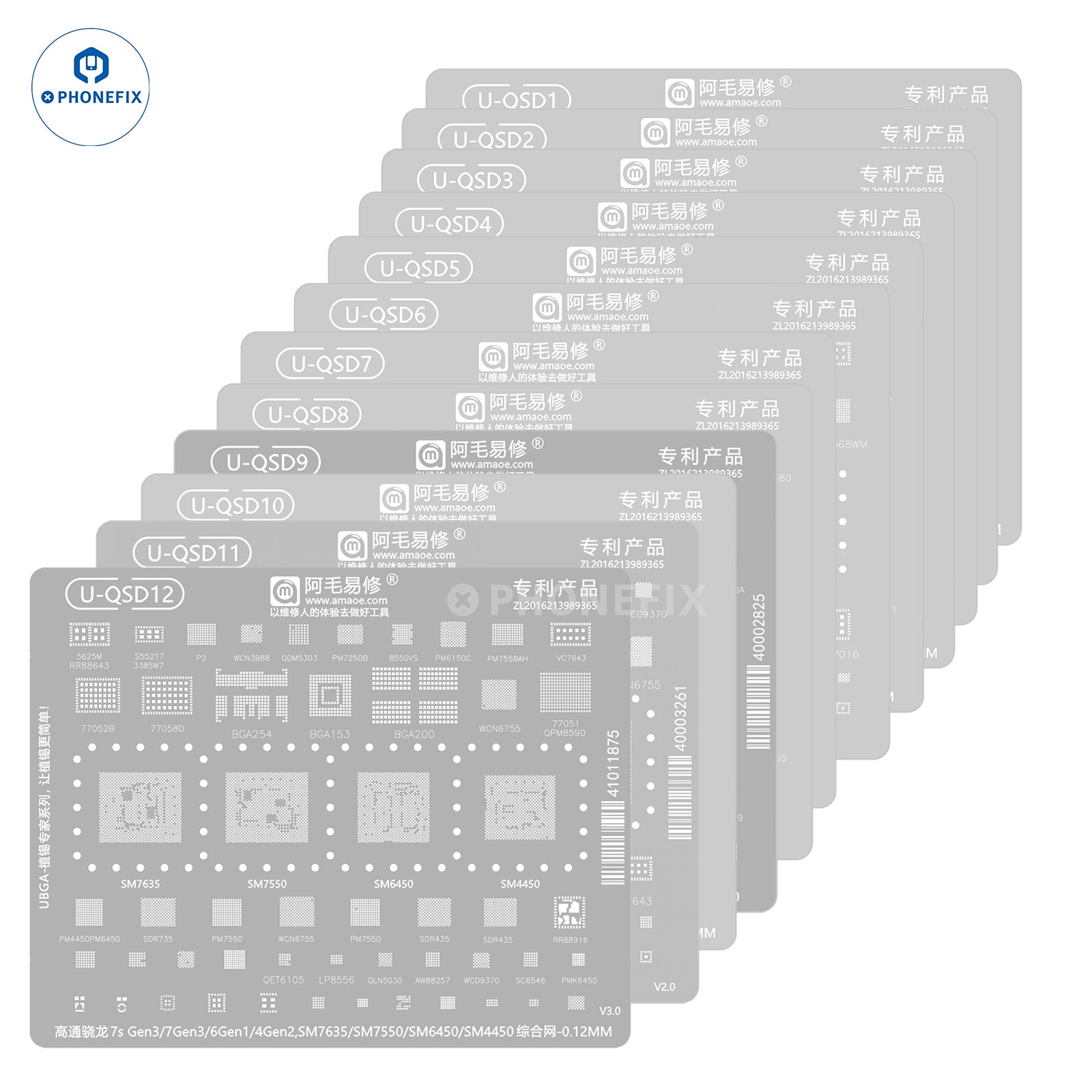 AMAOE U-QSD1-12 Qualcomm Snapdragon CPU Chip Reballing Stencil