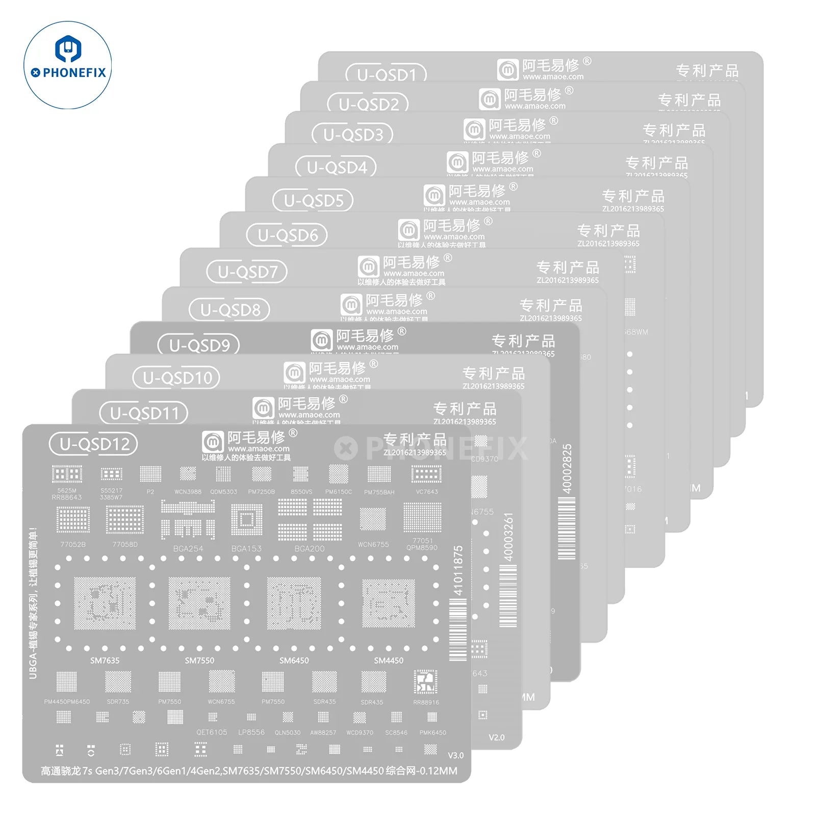 AMAOE U-QSD1-12 Qualcomm Snapdragon CPU Chip Reballing Stencil