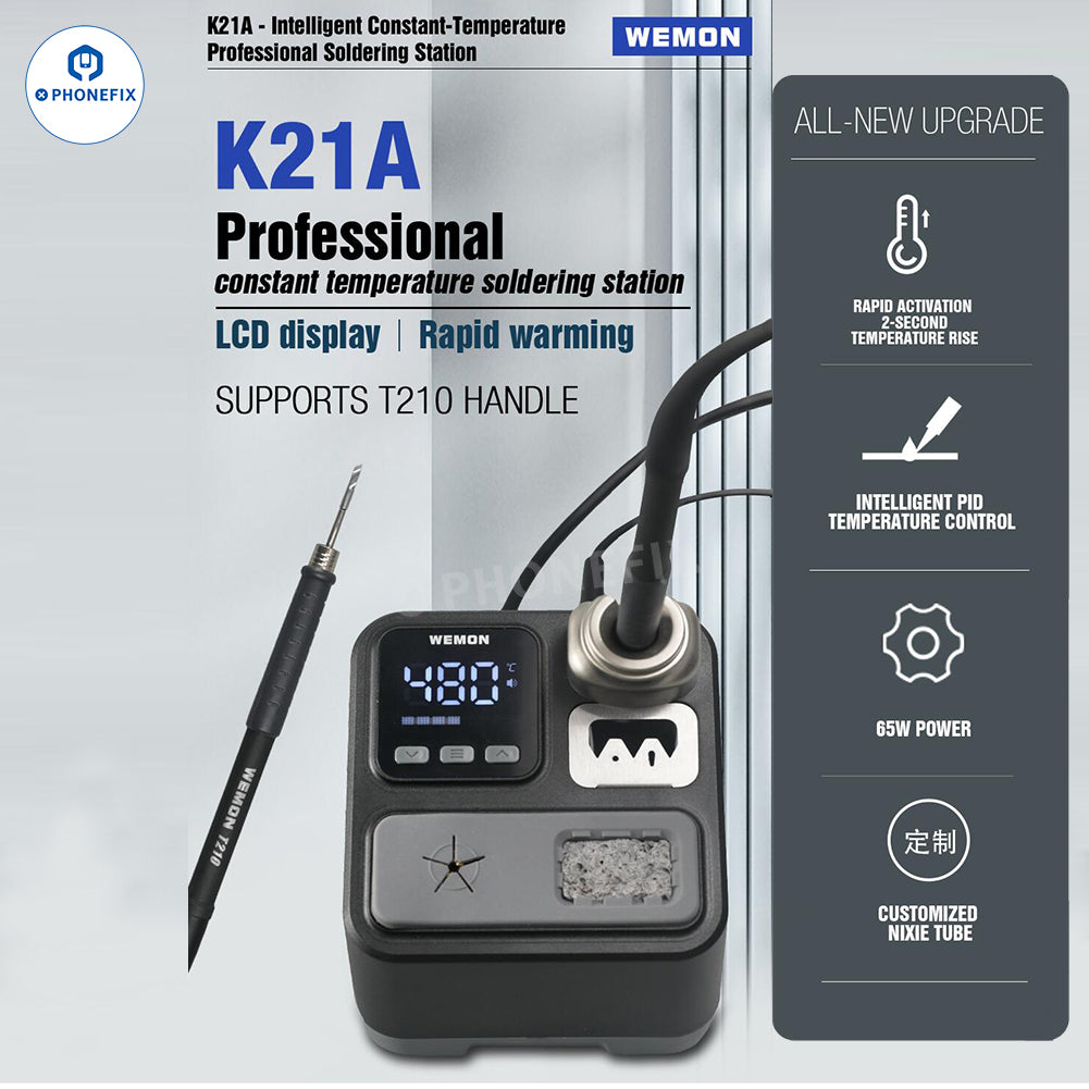 WEMON K21A Soldering Station with C210 Iron Tips for Phone Repair