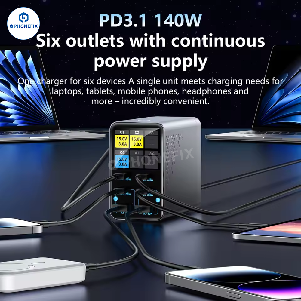 165W GaN Desktop Fast Charger with Smart Display for Phone Laptop