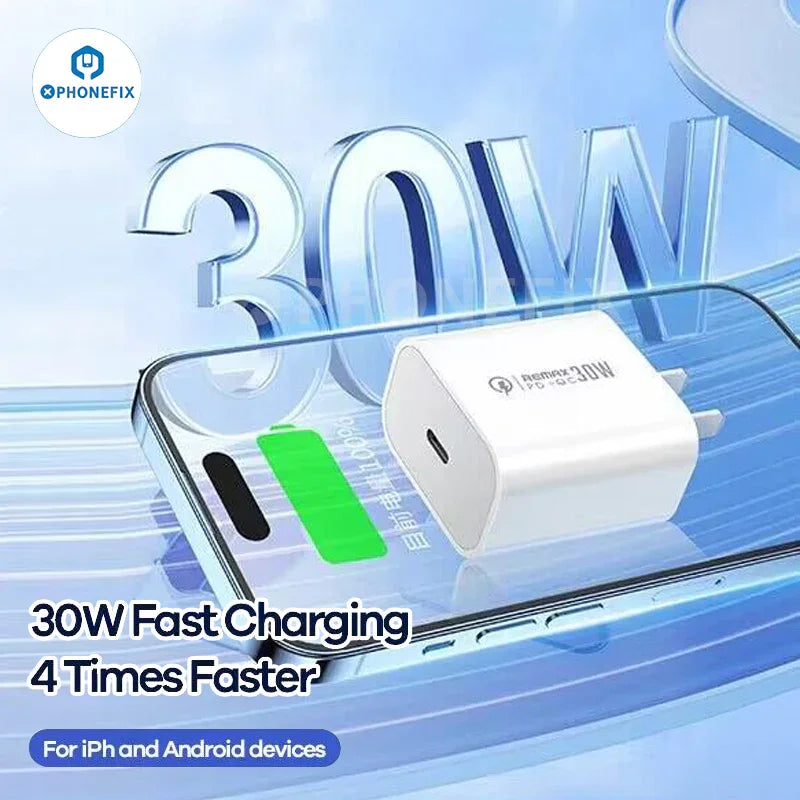 Remax 30W PD+QC Fast Charger Type-C Power Charging Adapter - CHINA PHONEFIX SHOP Team