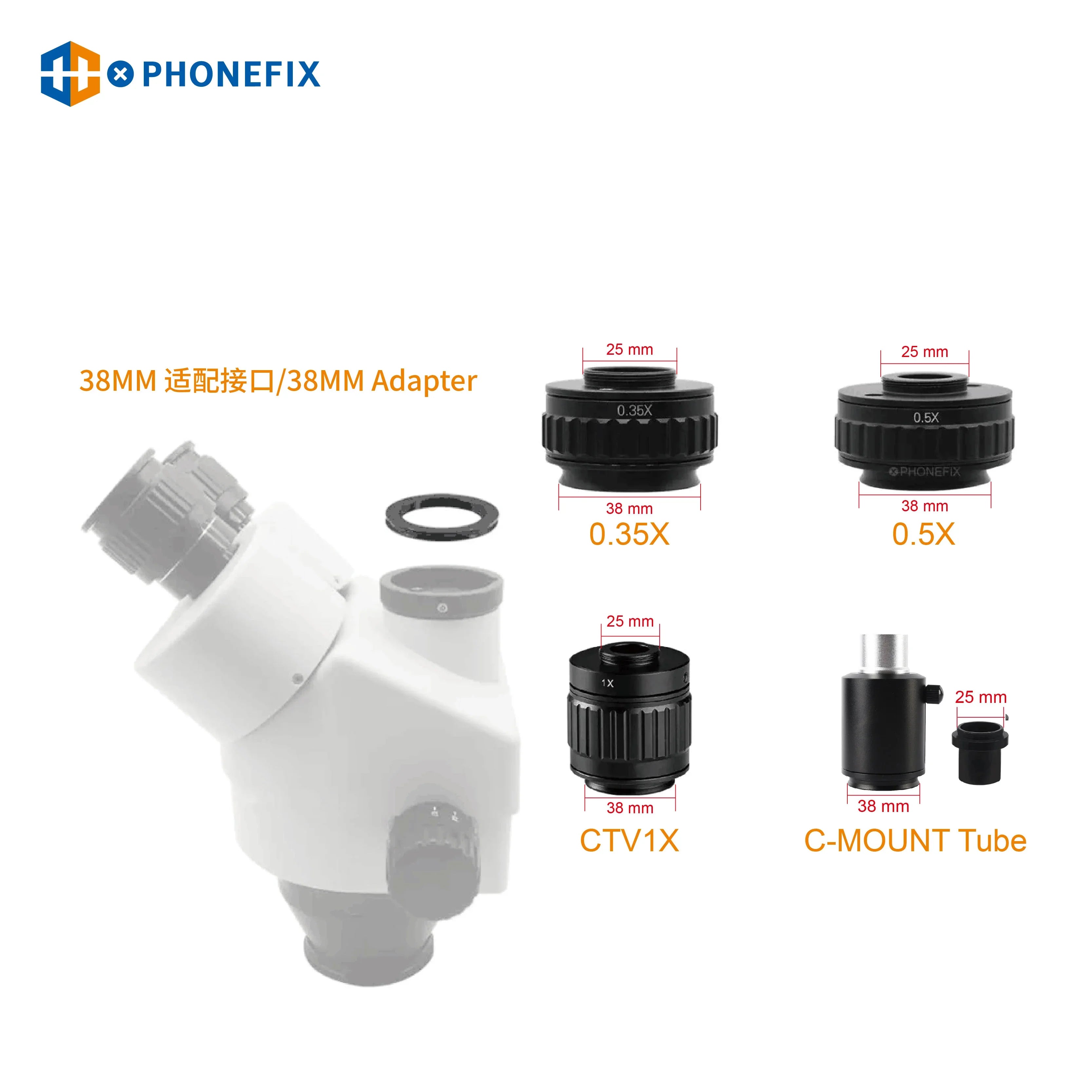 CTV 0.35X 0.5X Focus C-Mount Adapter For Trinocular Microscope - CHINA PHONEFIX SHOP Team
