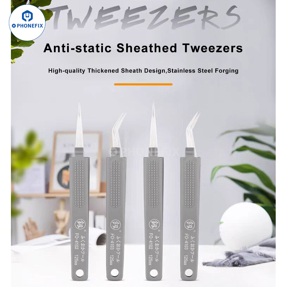 Stainless Steel Precision Tweezers Anti-static Sheathed Tweezers