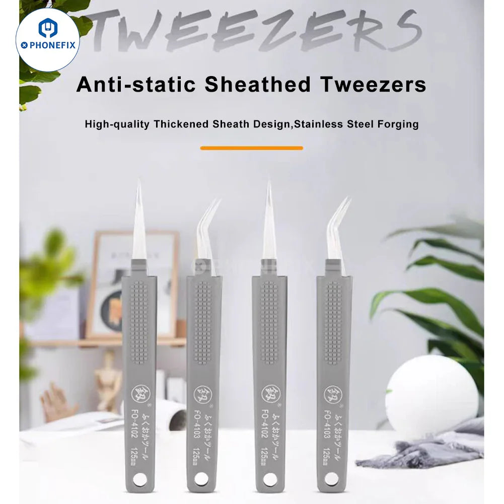 Stainless Steel Precision Tweezers Anti-static Sheathed Tweezers - CHINA PHONEFIX SHOP Team