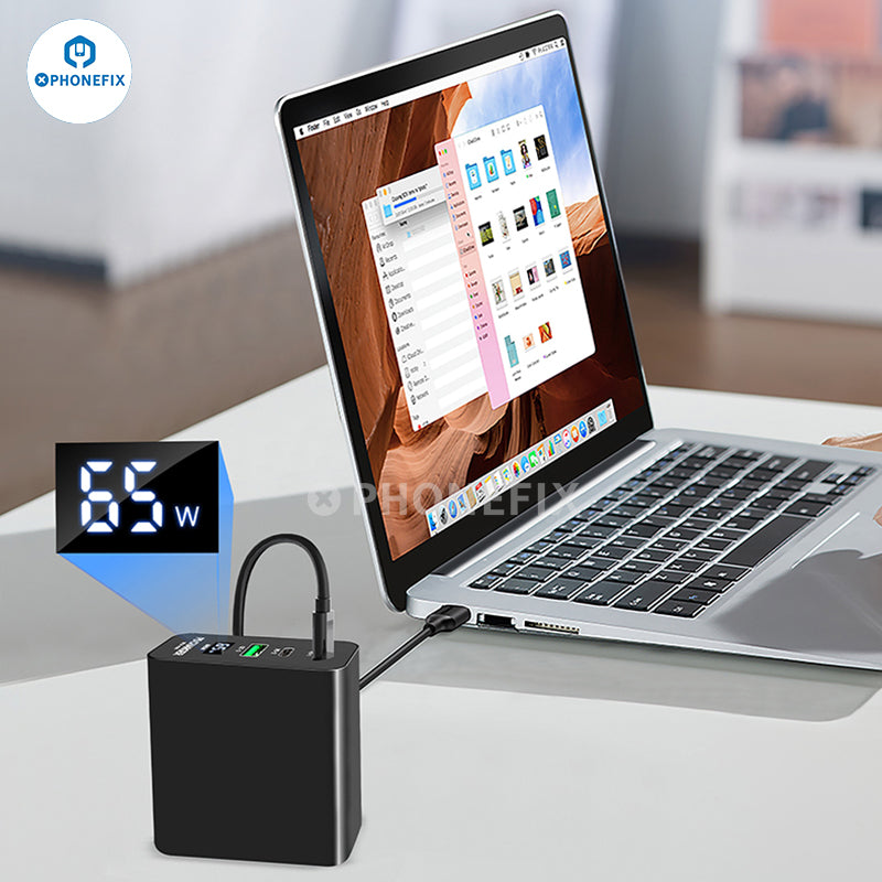 i-Helper 65W Multi-Port PD Fast Charger With LED Digital Display