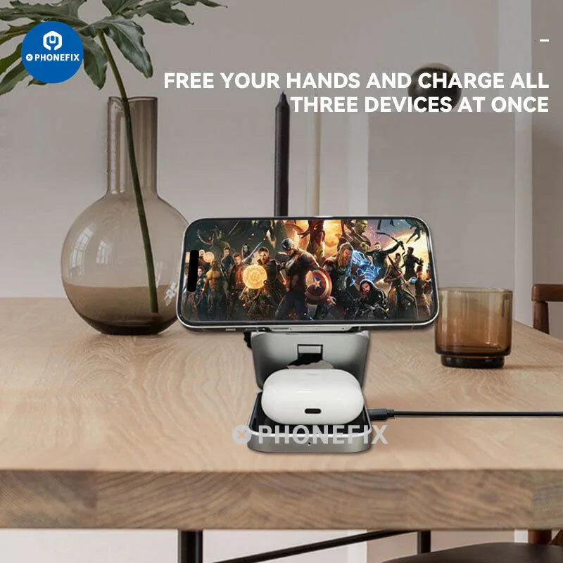 3 in 1 Foldable Magnetic Wireless Charger Fast Charging Station - CHINA PHONEFIX SHOP Team