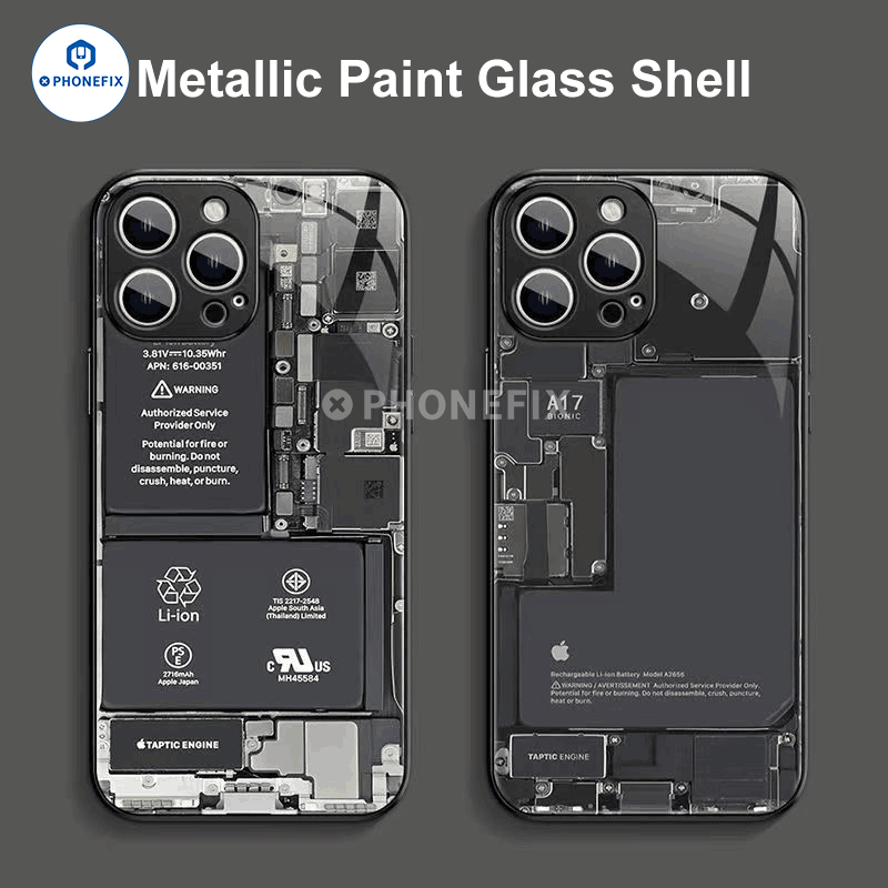 Motherboard Circuit Board Glass Phone Case For iPhone 12-15 Pro Max