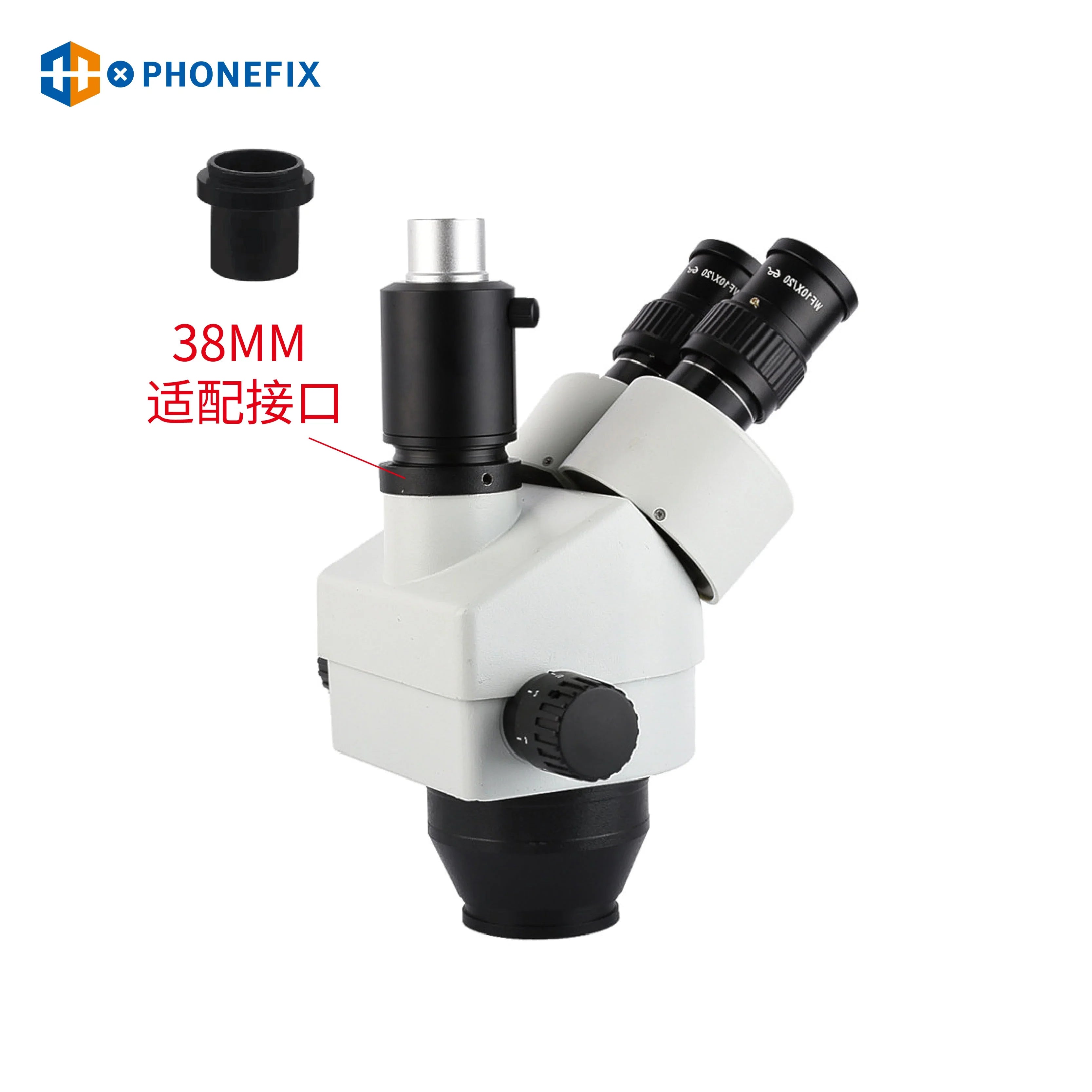 38mm adapter trinocular stereo microscope head for phone repair and electronics inspection