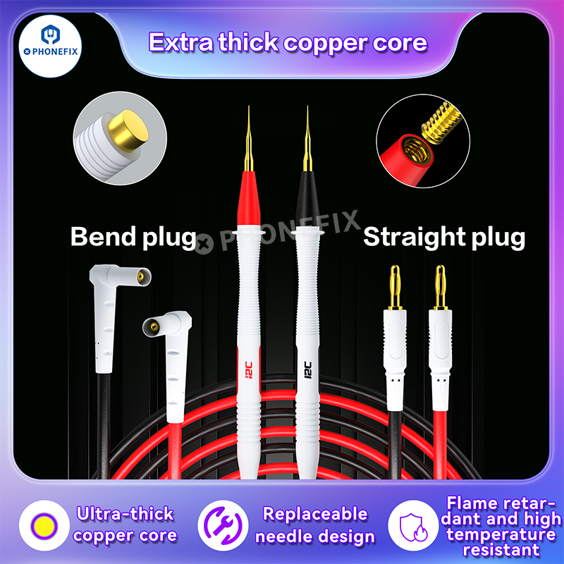 i2C Pure Copper Silicone Test Pen Multimeter Gold-Plated Probe Tip
