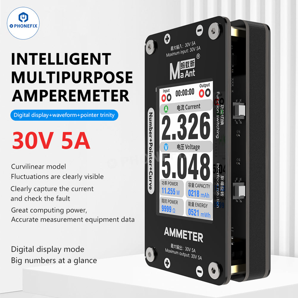 MaAnt DL-02 Intelligent Ammeter 30V 5A Number Pointer Curve Display