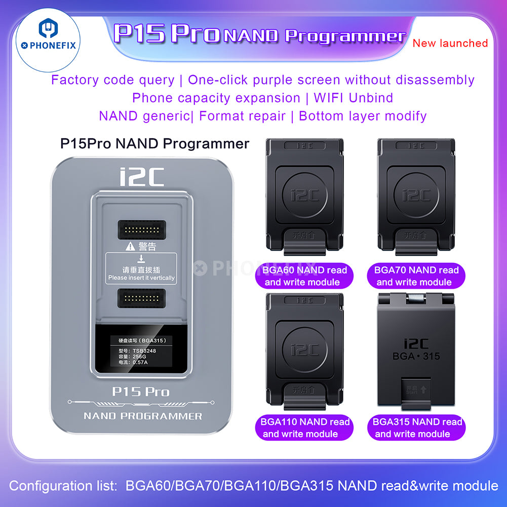 i2C P15 Pro Nand Programmer For iPhone 6-15 iPad BGA110 BGA315