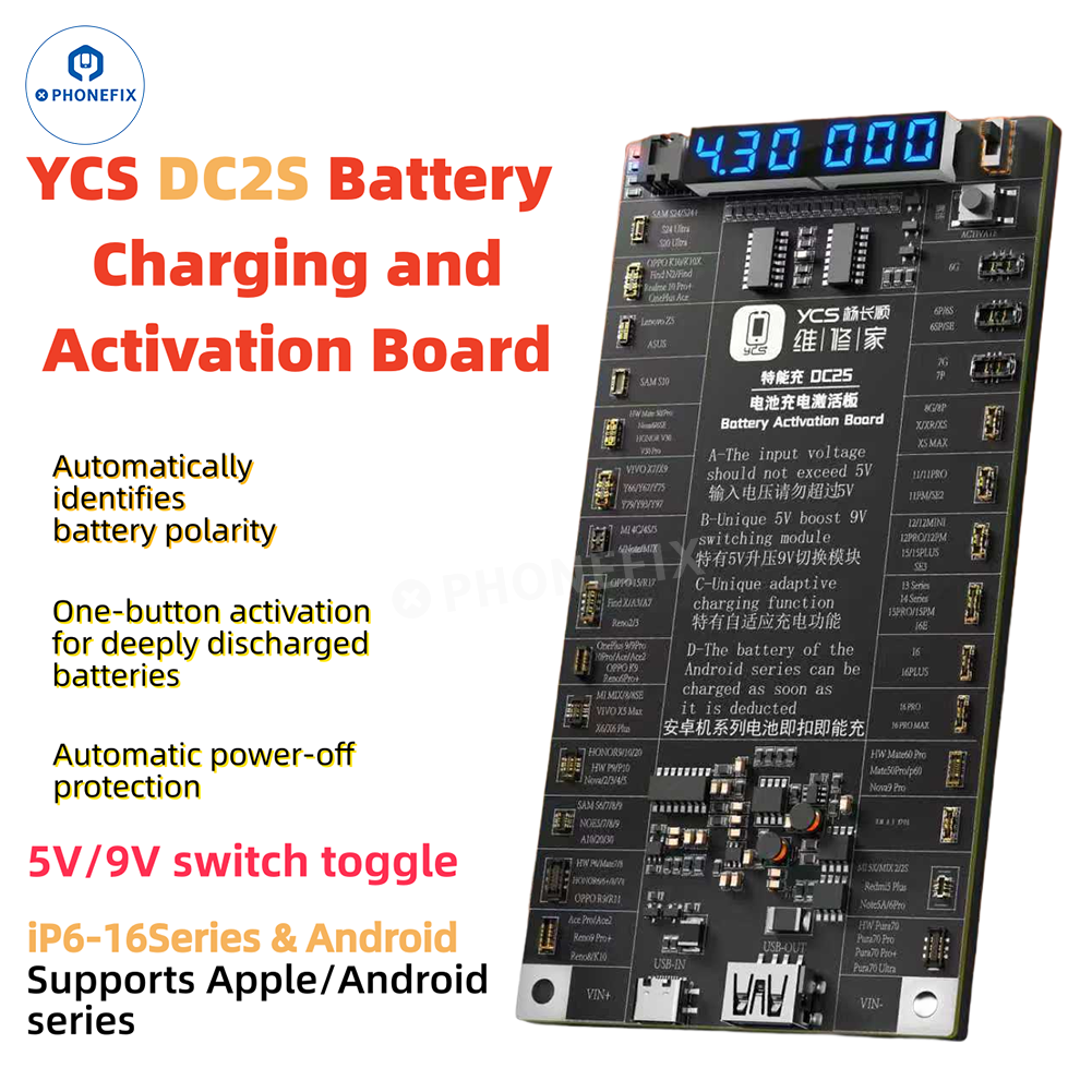 YCS DC25 Battery Charging Activation Board for iPhone 6-16 & Android