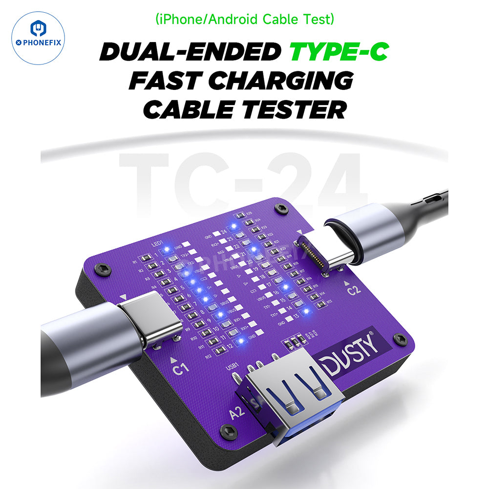 MECHANIC TC-24 Dusty Type-C Data Cable Circuit Fault Pins Tester