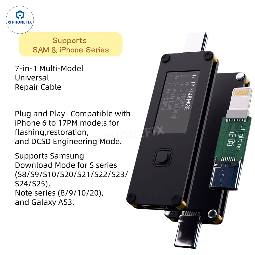 7 In 1 Restore Cable for iPhone Recovery/Samsung Download Mode - CHINA PHONEFIX SHOP Team