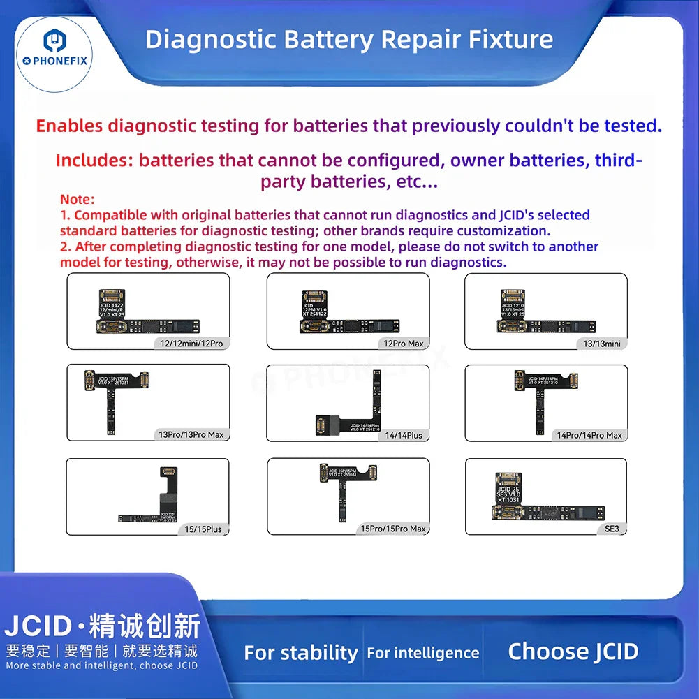 JCID Diagnosable Battery Repair FPC Cable for iPhone 12-17 Pro Max