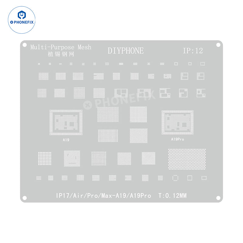 Silver BGA Reballing Stencil Template For iPhone 6-17 Pro Max