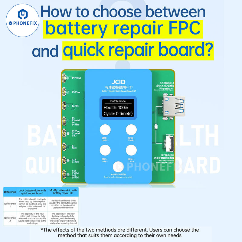 JCID Q1 iPhone Battery Health Quick Repair Board No FPC Required