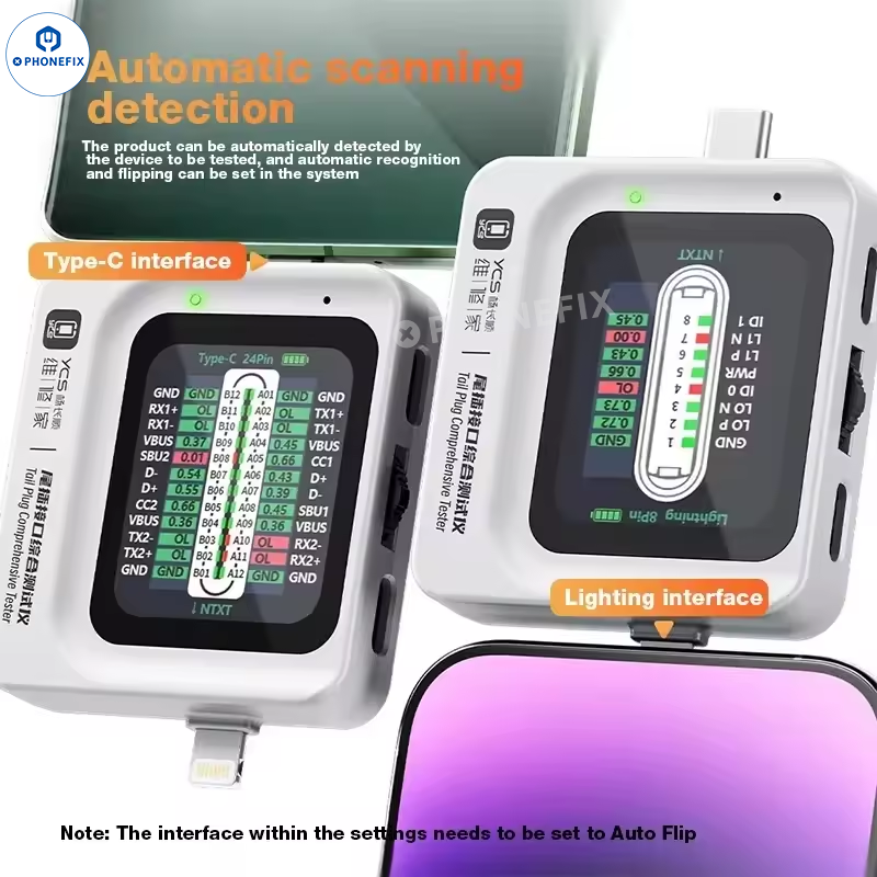YCS TNS360 Type-C Lighting Tail Plug Tester for Mobile Laptop