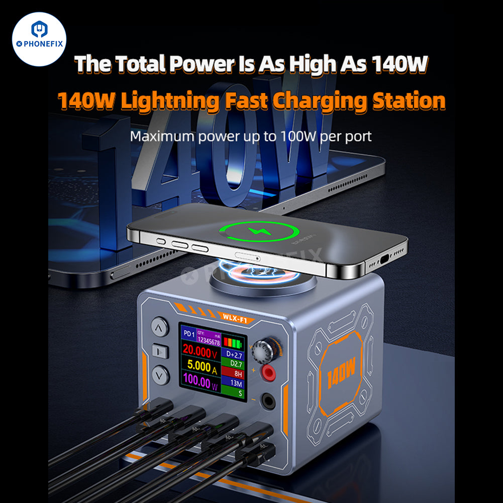 WLX-F1 140W PD QC 8 Ports Fast Charging Station Wireless Charger