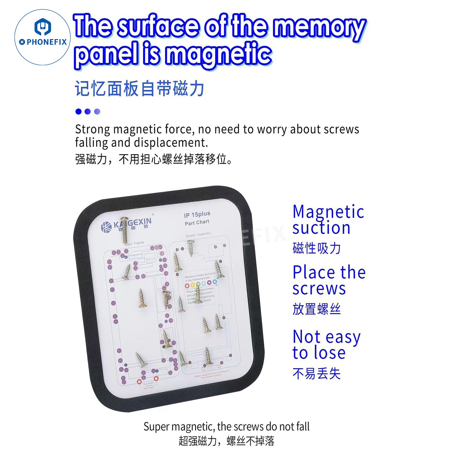 Magnetic Screw Mat Work Guide Chart for iPhone 6-15 Pro Max