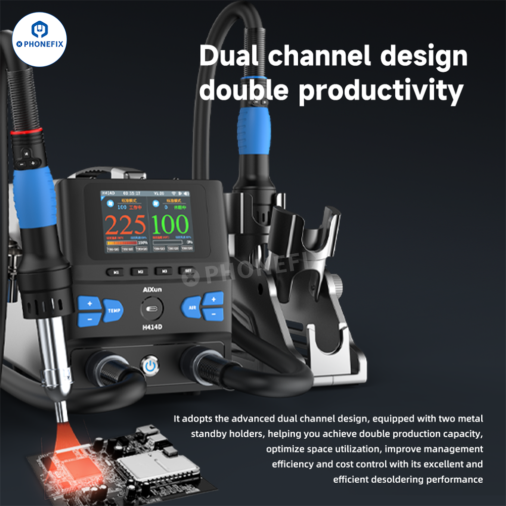 AIXUN H414D 1400W Dual Channel Hot Air Rework Station