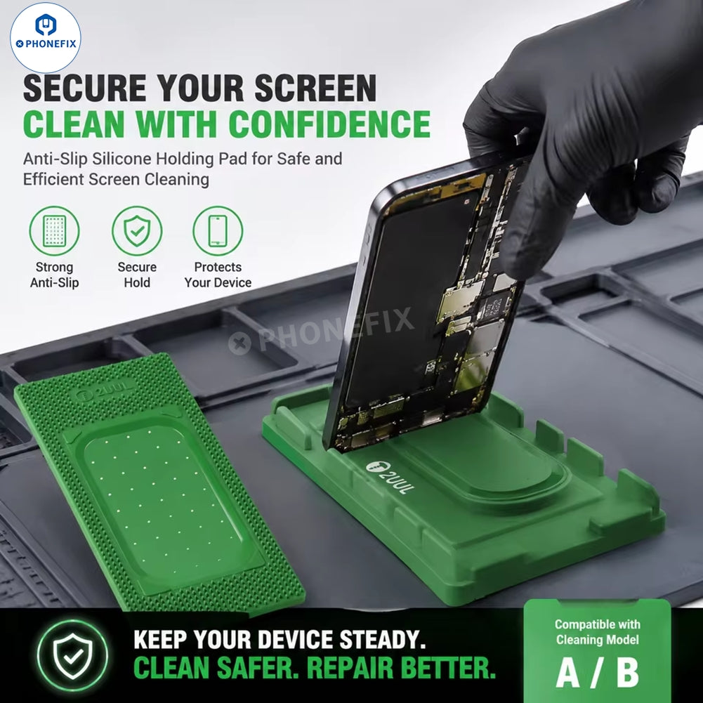 PHONEFIX 2UUL SP15 SP16 silicone holding pad for phone screen cleaning, used in OCA repair and screen repair tools.