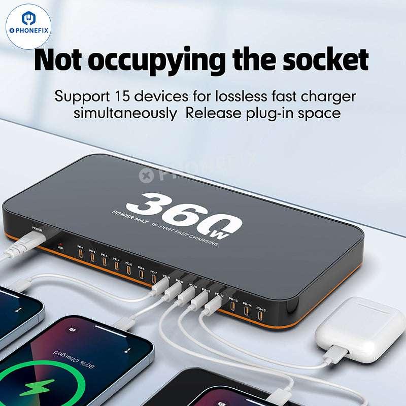 WLX-815C 360W 15 USB-C Ports PD Fast Charging Station