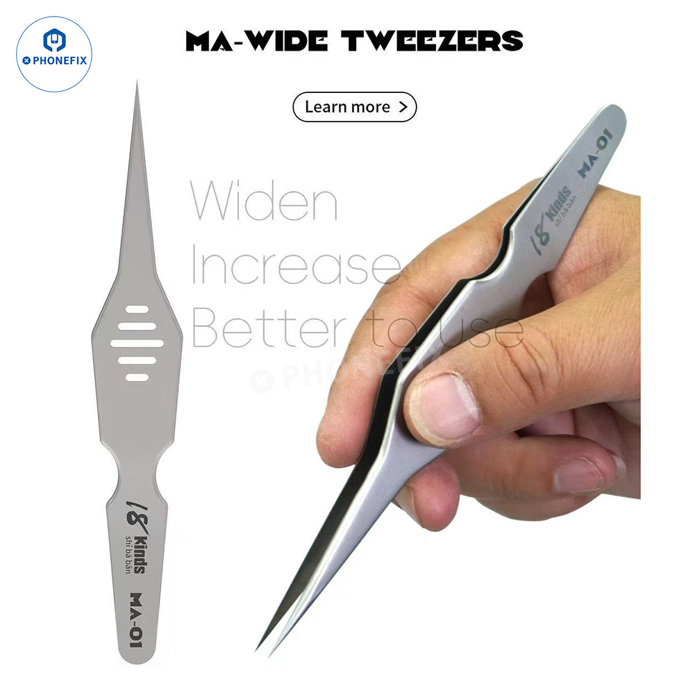 18 Kinds MA-01 Tweezers Wide Hand Tools for Phone Laptop Repair