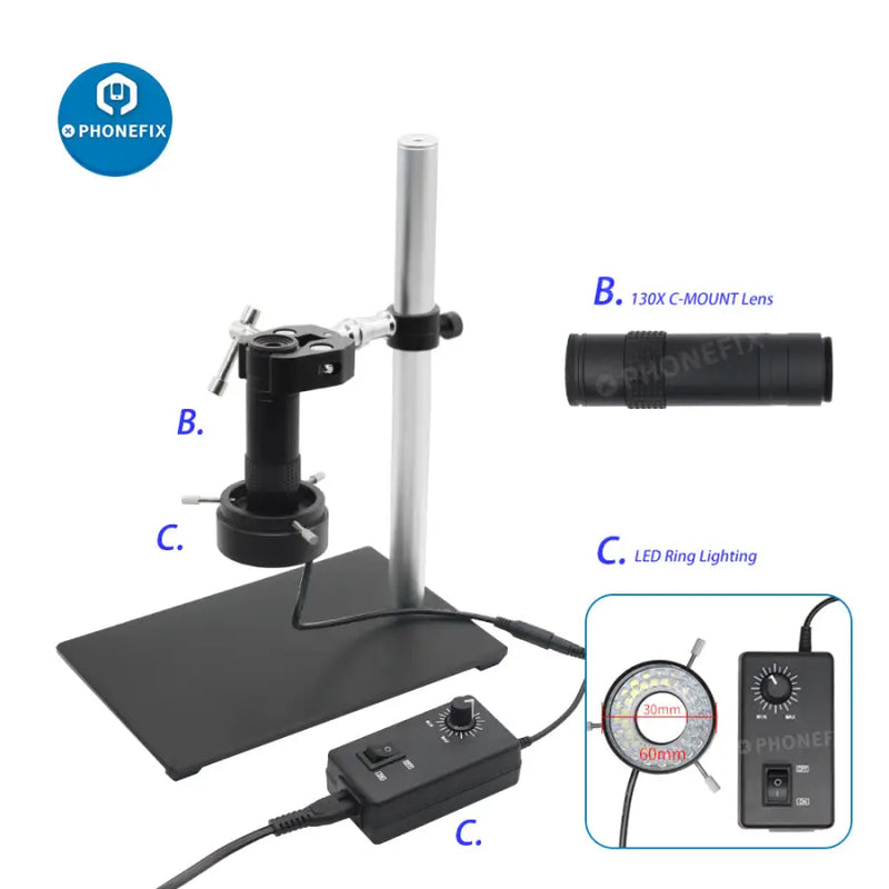 360° Rotatable Microscope Set Industrial Camera with 130X