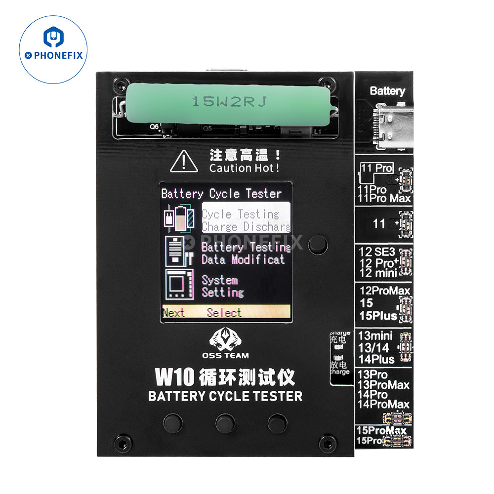 OSS W10 Cycle Tester Quick Improves iPhone 11-15 Pro Max Battery Efficiency
