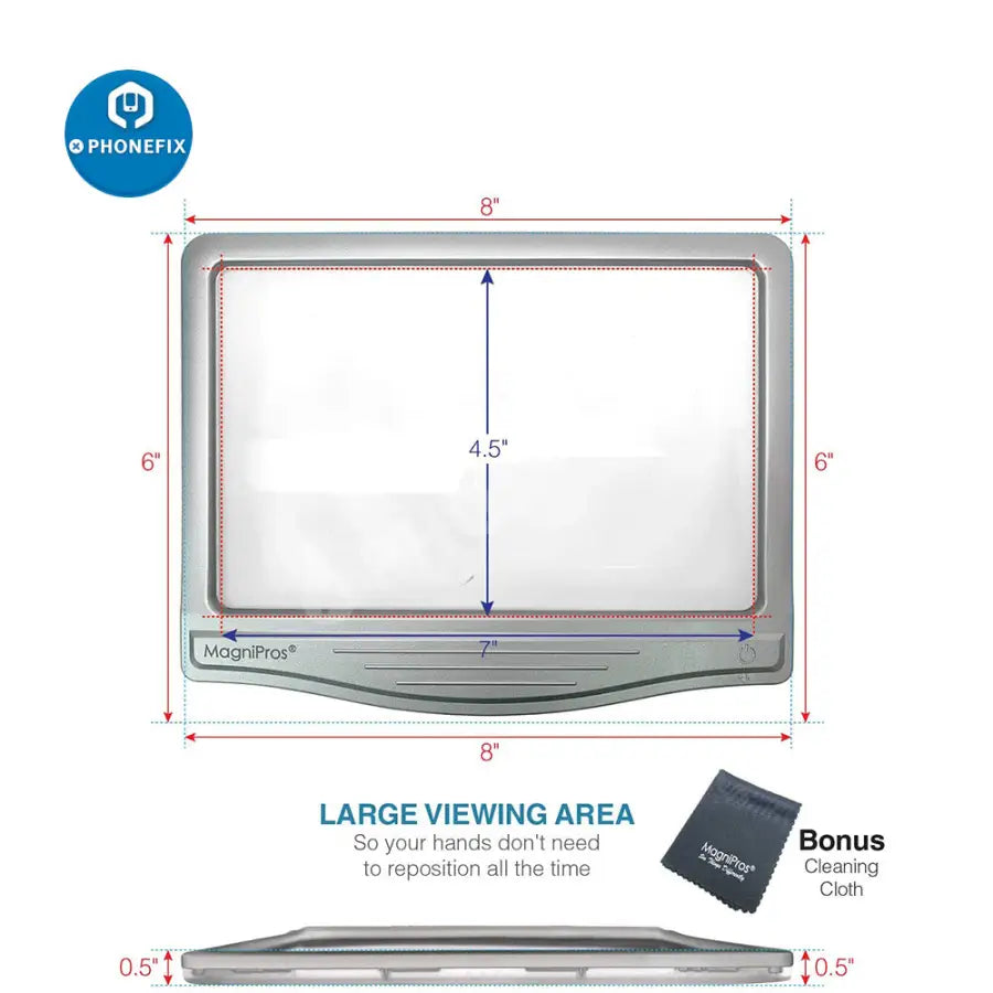 3X Ultra Bright LED Page Magnifier With Light For Reading/