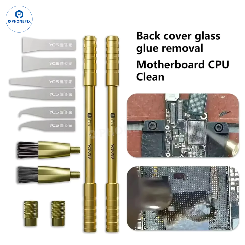YCS JGB 10 in 1 Mobile PCB Chip Glue Removal Blade Brush Set