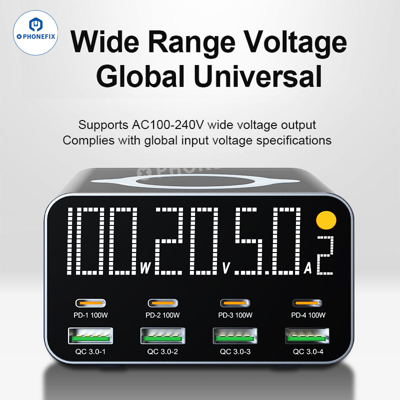 WLX-M3 WLX-M1 Wireless Charger QC PD USB-A USB-C 8 Ports