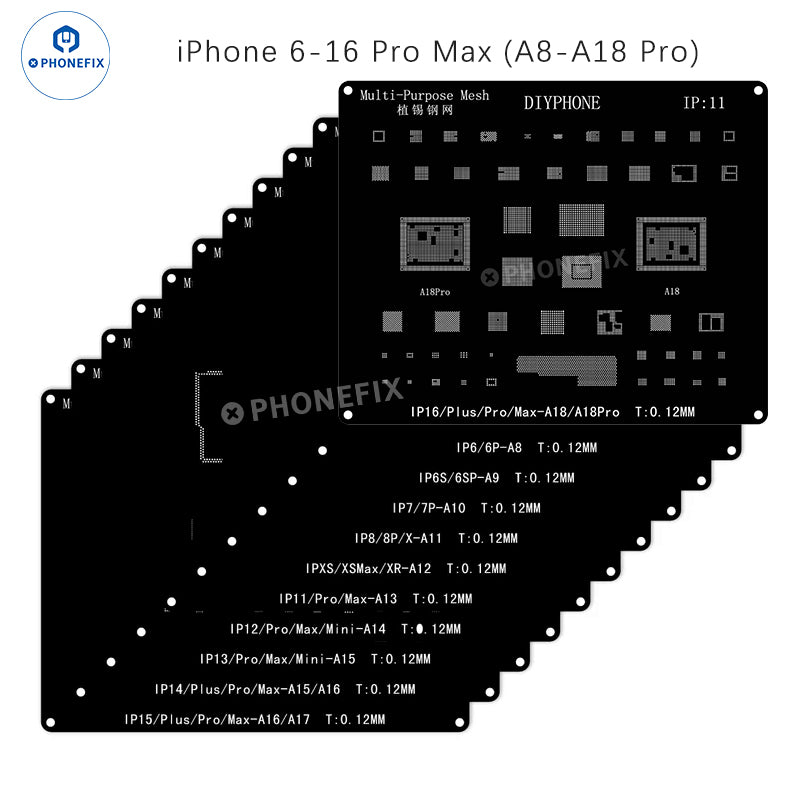 QianLi Black Steel BGA Reballing Stencil Kit For iPhone 6-16 Pro Max