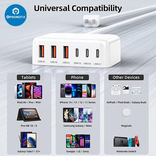 6 In 1 USB-C Fast Charging Station Multiport Phone Tablet Charger - CHINA PHONEFIX