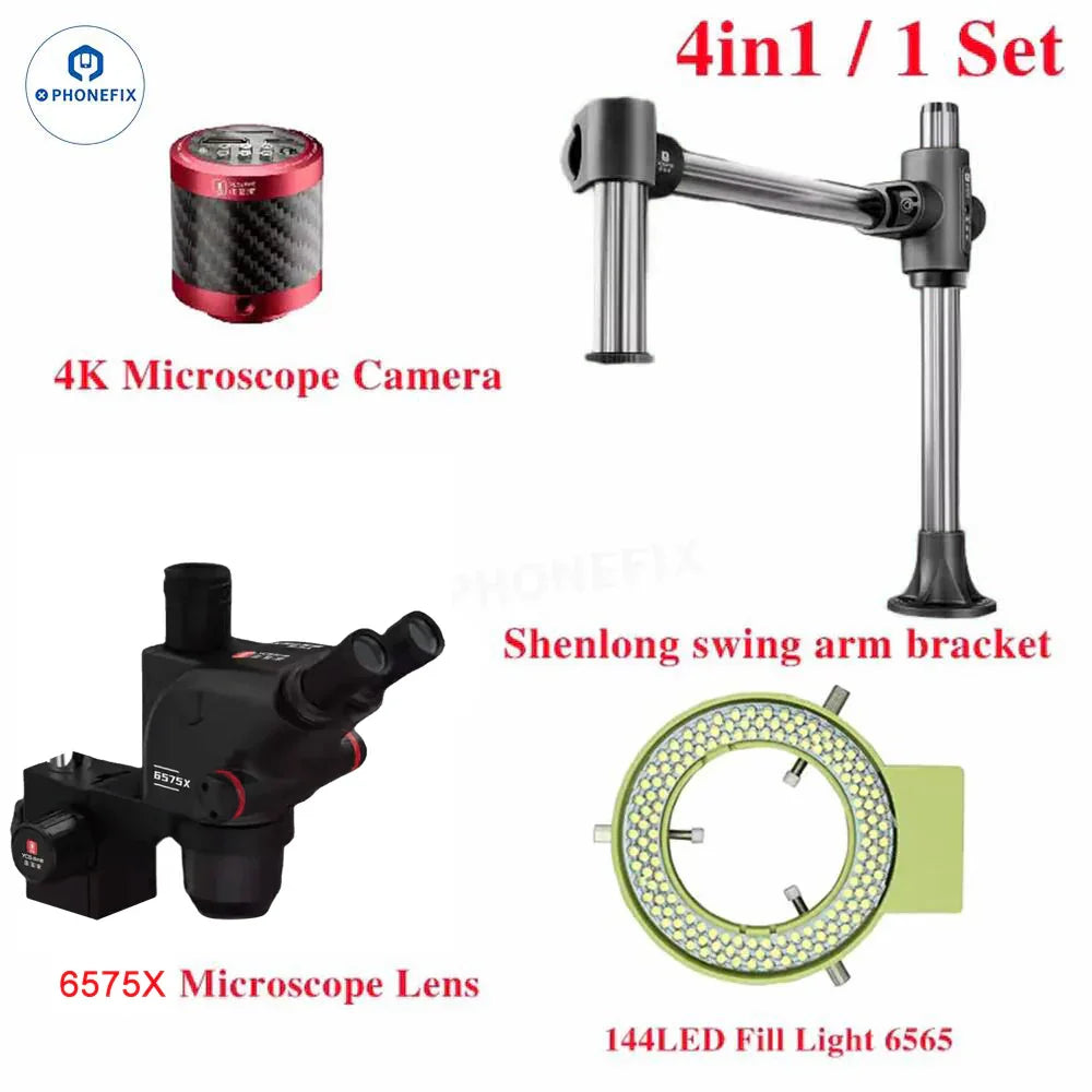 YCS 6575X 6.5X-75X Trinocular Microscope X80 4K Camera