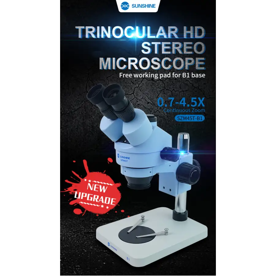 7X-45X SZM45T-B1 Trinocular Stereo Microscope with LED Lamp