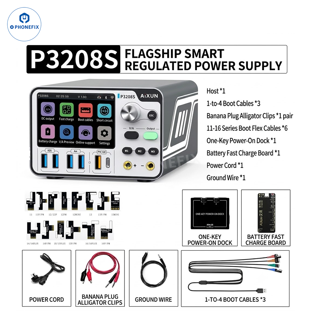 AIXUN P3208S 32V 15A Power Supply for iPhone 7-17 Pro Max Repair - CHINA PHONEFIX SHOP Team
