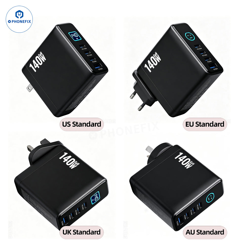 140W PD/QC GaN Charger with Digital Display & Foldable Plug