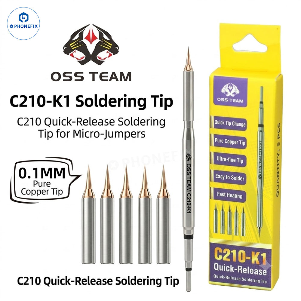 C210 Replaceable Iron Tip Set for Phone Jumper Wire Soldering Repair