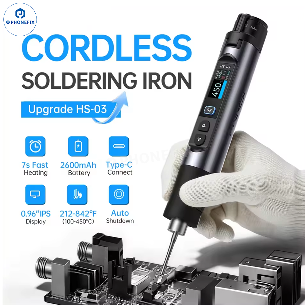 FNIRSI HS-03 Wireless Soldering Iron with F210 Tips for Phone Repair