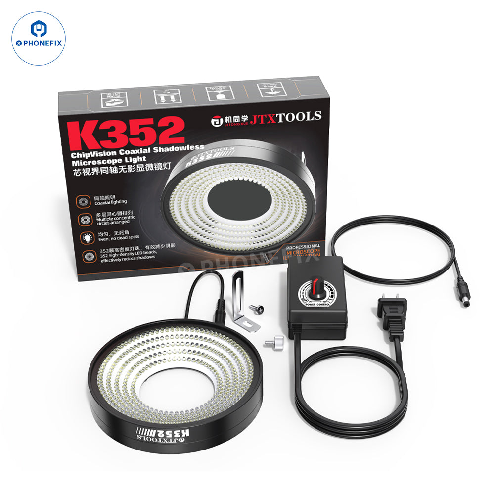 JTX K352 Coaxial Shadowless Microscope Light 352 LEDs Ring Lamp