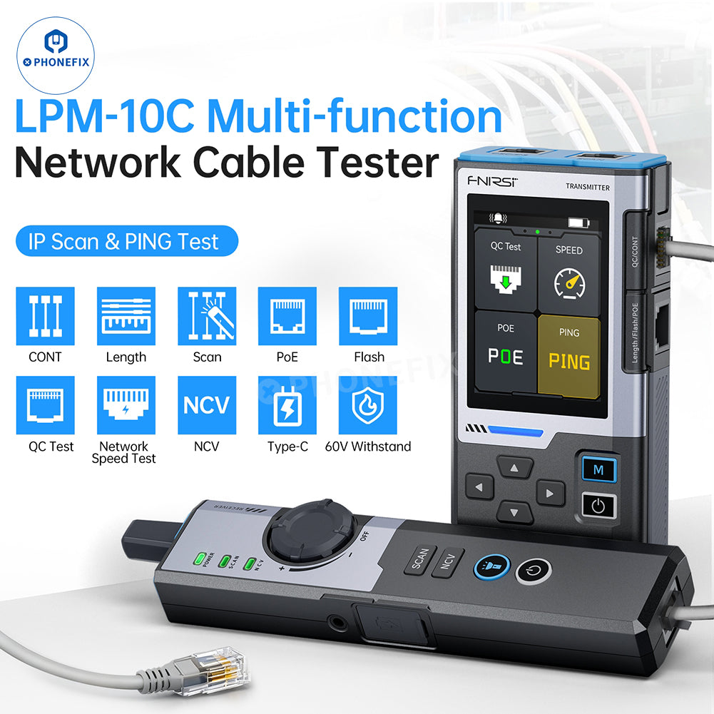 FNIRSI LPM-10C Network Cable Tester – IP Scan & PING Test