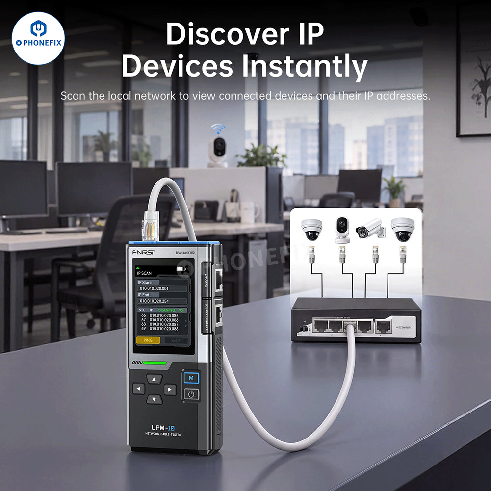 FNIRSI LPM-10C Network Cable Tester – IP Scan & PING Test