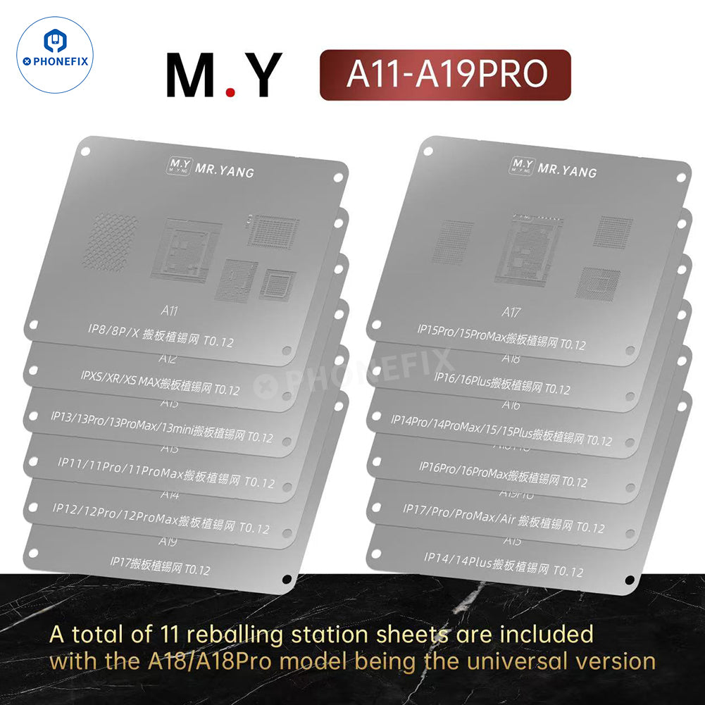 MR.YANG A11-A19Pro CPU Reballing Stencil Kit for iPhone 8-17 Series Motherboard Repair - CHINA PHONEFIX SHOP Team