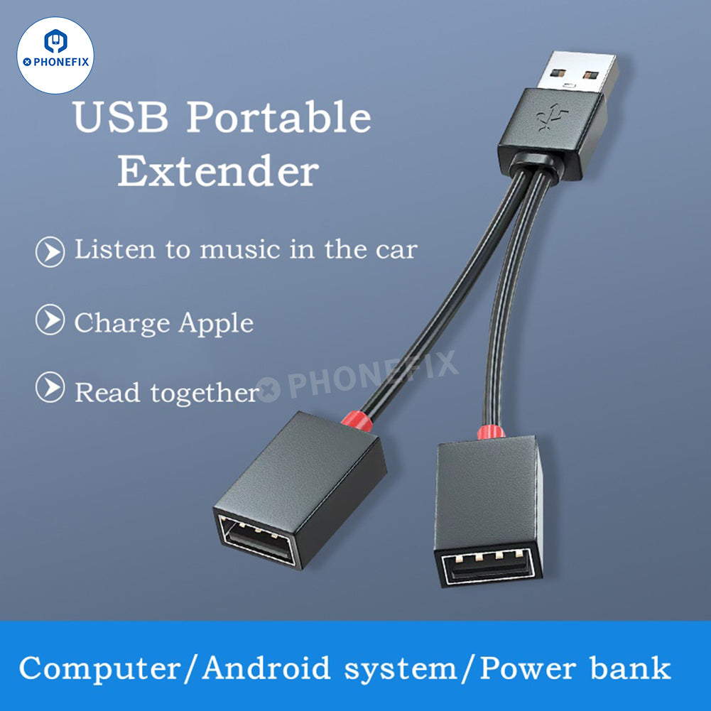 One-to-two USB Extender Splitter Cable for Mobile Phone Charging