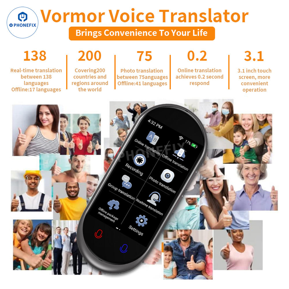 VORMOR Z6 Z8 Portable Translator Smart Offline Real Time Translation
