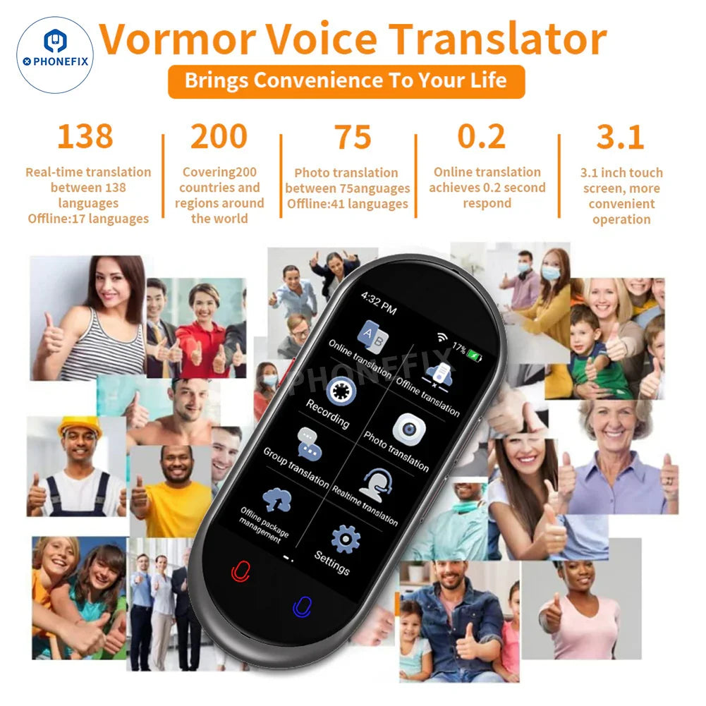 VORMOR Z6 Z8 Portable Translator Smart Offline Real Time Translation